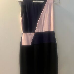 DKNY Asymmetrical Dress in Black, Pink, and Navy
